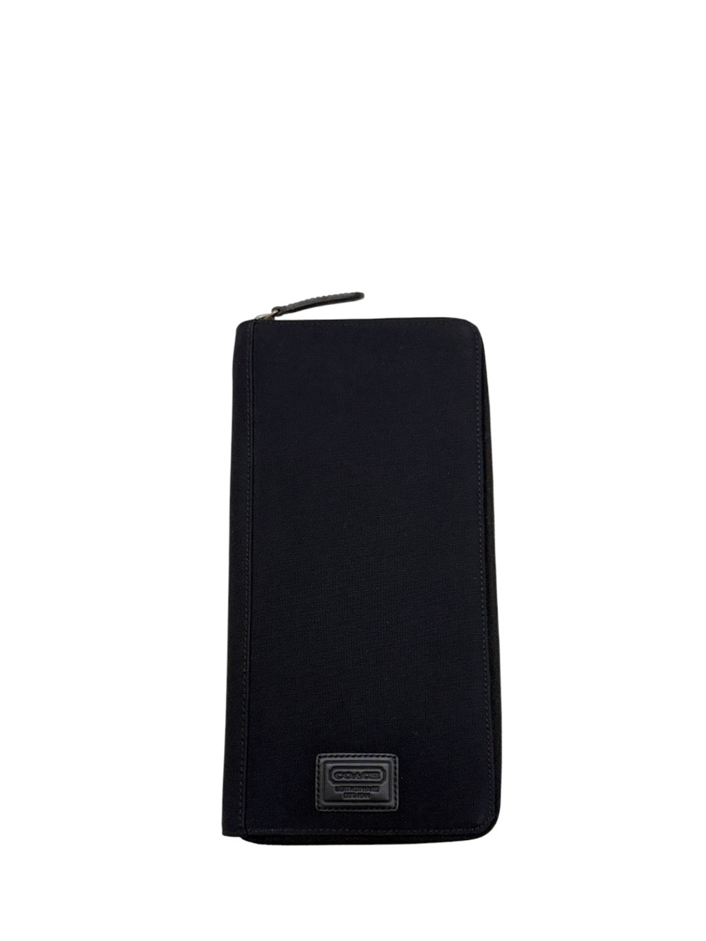 COACH - ALL BLACK NYLON EXTERIOR LEATHER INTERIOR TRAVEL ORGANIZER ZIP WALLET